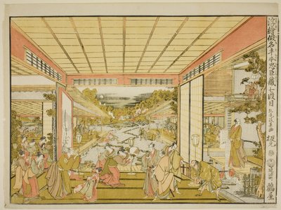 Ato VII (Shichidanme), da série "Perspective Pictures of the Storehouse of Leyal Retainers (Uki-e kanadehon Chushingura)" de Kitao Masayoshi