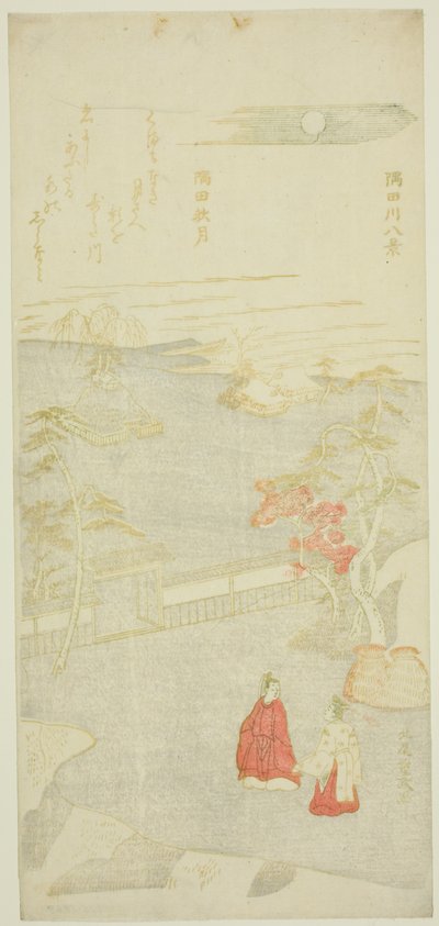 Lua de Outono sobre o Rio Sumida (Sumida aki zuki), da série "Oito Vistas do Rio Sumida (Sumidagawa hakkei)" de Kitao Shigemasa