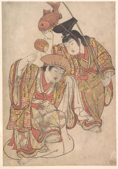 Rapazes mascarados de Daikoku e Ebisu de Kitao Shigemasa