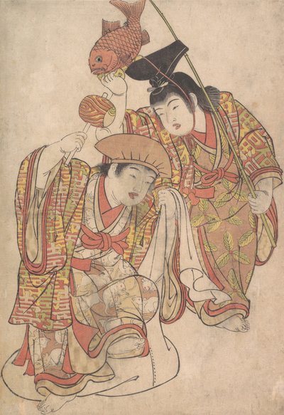 Rapazes Maquerading como Daikoku e Ebisu, ca. 1780. de Kitao Shigemasa