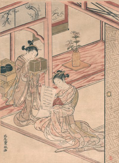 Courtesan e Young Attendant in a Parlor de Kitao Shigemasa de Kitao Shigemasa