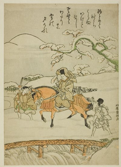 Atravessando a ponte em Sano de Kitao Shigemasa