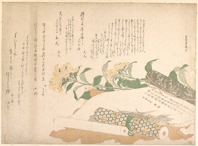 Margaridas e dois makimono de Kitao Shigemasa