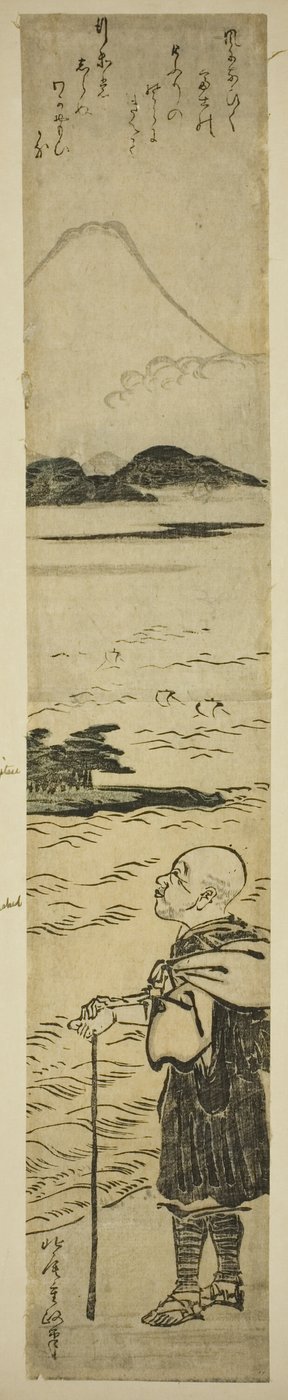 Padre Saigyo contemplando o Monte Fuji de Kitao Shigemasa
