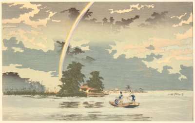Vista ao anoitecer, Hashiba, Tóquio de Kiyochika Kobayashi