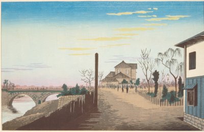 Sol nascente da Ponte Bandai de Kiyochika Kobayashi