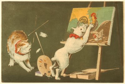 Gatos e Telas de Kiyochika Kobayashi