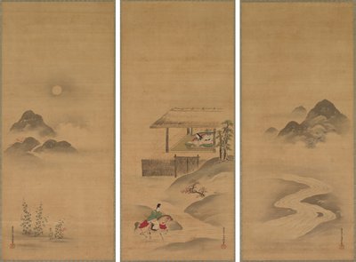 Minamoto no Nakakuni visita Lady Kogō de Kiyohara Yukinobu