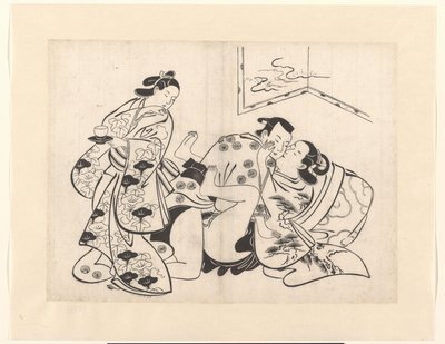 Casal fazendo amor com garota olhando para trás de Kiyonobu (I) , Torii