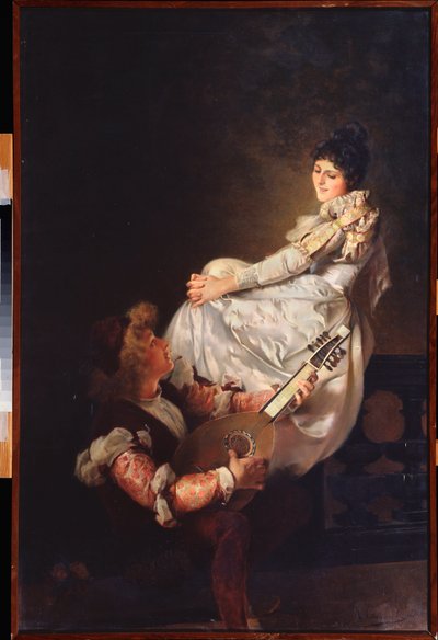 A Love Song (A Love Song) - Pintura de Klavdi Stepanovich Stepanov (1854-1910), óleo sobre tela de Klavdi Petrovich Stepanov