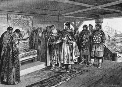 Iziaslav II Mstislavich e Viacheslav I Vladimirovich, 1890 de Klavdiy Vasilievich Lebedev