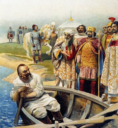 Encontro de Svyatoslav I com o Imperador João Tzimiskes de Klavdiy Vasilievich Lebedev