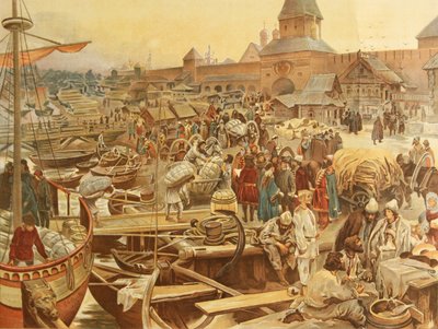 Porto de Novgorod, 1907 de Klavdiy Vasilievich Lebedev