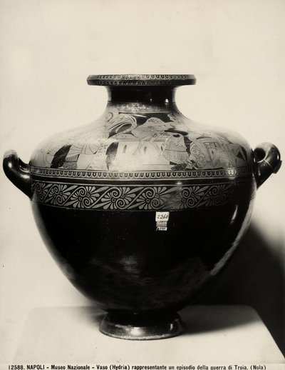 Queda de Tróia hidria, c.480 a.C. (terracota) de Kleophrades Painter (fl.500 475 BC)