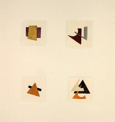 Quatro Composições (aguarela sobre lápis sobre papel) de Ivan Klyun