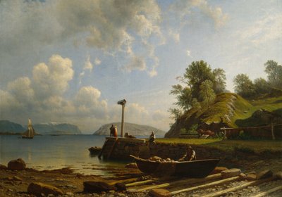 Paisagem costeira com casas de Knud Andreassen Baade