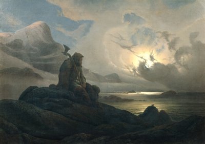 Paisagem costeira com uma pessoa de Knud Andreassen Baade