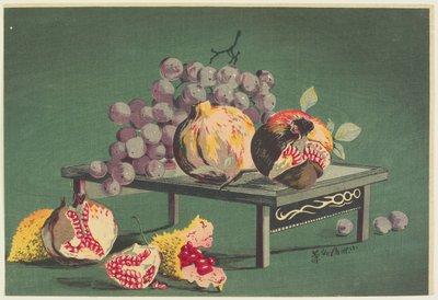 Romãs e uvas de Kobayashi Kiyochika