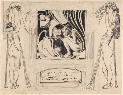 Alegoria do verão, em ou após 1896 (desenho a tinta e caneta) de Koloman Moser