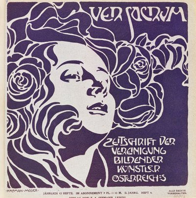 Capa do 4º número de 1899 de Ver Sacrum, a revista dos artistas do movimento Art Nouveau Sezession ... de Koloman Moser