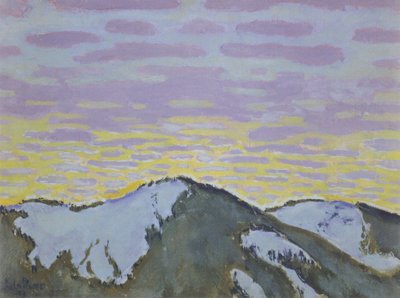 Picos de montanhas com nuvens coloridas de Koloman Moser