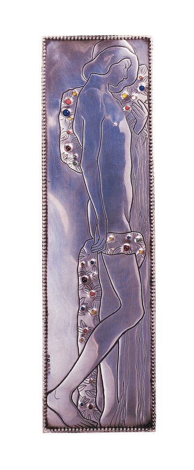 Painel de uma cama de solteiro Wiener Werkstatte, c.1904 (metal) de Koloman Moser