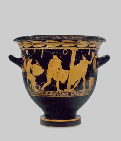 Sino-cratera de figuras vermelhas ático, decorada com o interior de uma oficina de cerâmica, c.430-425 aC (cerâmica) (para detalhes ver 100557) de Komaris Painter