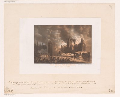 Fogo no Castelo Haamstede O castelo de Haemstede. (No incêndio de 1525). (título no objeto) de Koninklijke Nederlandse Steendrukkerij van C.W. Mieling