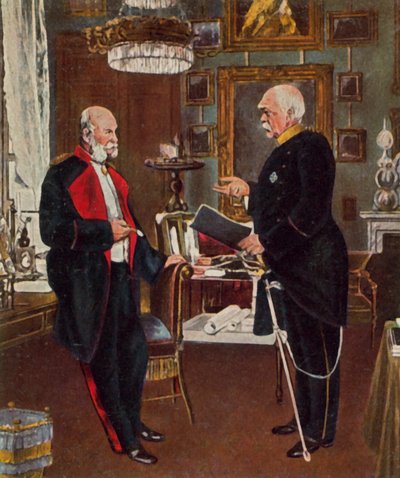 Imperador e Chanceler (litografia a cores melhorada) de Konrad (after) Siemenroth