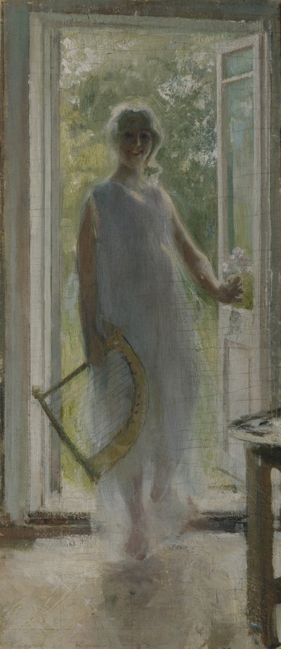 Uma garota na porta de Konstantin Alekseevich Korovin