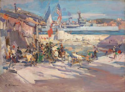 Café em Porto Francês de Konstantin Alekseevich Korovin