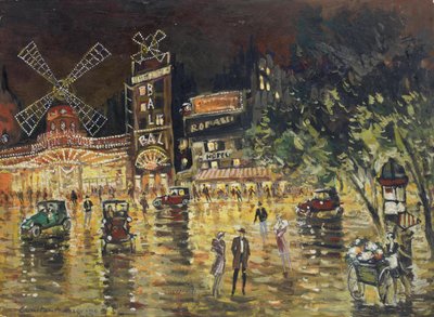 Le Moulin Rouge - Konstantin Alexeyevich Korovin (1861-1939). Óleo sobre papelão. Dimensão : 40,5x55,6 cm. Colecção Particular de Konstantin Alekseevich Korovin