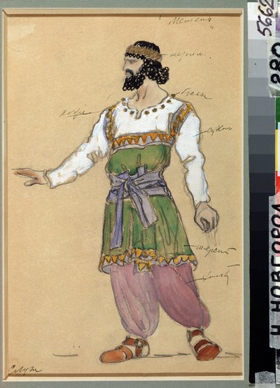 Figurinos para a ópera Tempestade de Neve de Georgui Sviridov (1915-1998) (Roteiro para a ópera Tempestade de Neve de G.Sviridov). Obra de Konstantin Alexeyevich Korovin (Constantin Korovin) (1861-1939), aquarela e guache sobre papelão de Konstantin Alekseevich Korovin