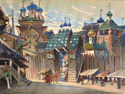 Mercado. Cenário para a ópera Príncipe Igor de A. Borodin de Konstantin Alexandrovich Veshchilov