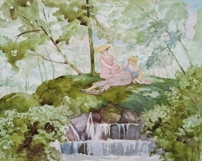 Amantes em uma paisagem de Konstantin Andreevic Somov