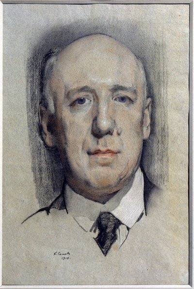 Retrato do Autor F. Sologub (1863-1927). Trabalho de Konstantin (Constantin) Andreyevich Somov (1869-1939), aguarela sobre papel de Konstantin Andreevic Somov