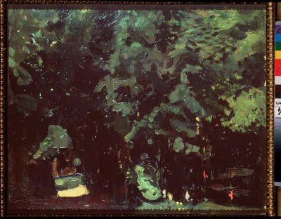 Um parque. Pintura de Konstantin (Constantin) Andreyevich Somov (1869-1939), óleo sobre tela de Konstantin Andreevic Somov