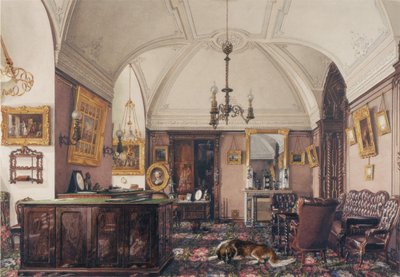 Interiores do Palácio de inverno. O estudo do grão-príncipe Nicholas Nicolaievich, 1856 de Konstantin Andreyevich Ukhtomsky