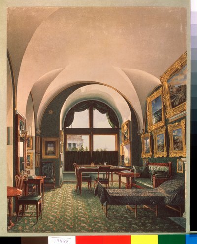 O Pequeno Estudo do Imperador Nicolau I no Palácio de Inverno em São Petersburgo - Trabalho Konstantin Andreyevich Ukhtomsky (Constantin Oukhtomsky) (1818 -1881), aqua de Konstantin Andreyevich Ukhtomsky