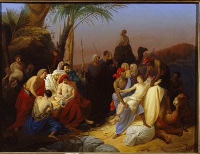A venda de José. (Episódio do Gênesis, quando José é vendido por seus irmãos a traficantes de escravos. Pintura de Konstantin Dmitrievich Flavitsky (1830-1866), óleo sobre tela de Konstantin Dmitrievich Flavitsky