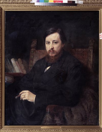 Retrato do compositor Mikhail P. Azanchevsky (Azanchevsky) (1839-1881) (Retrato do Compositor M.P.Azanchevsky). Pintura de Konstantin Yegorovich Makovsky (Constantin Makovsky) (1839-1915), óleo sobre tela de Konstantin Egorovich Makovsky