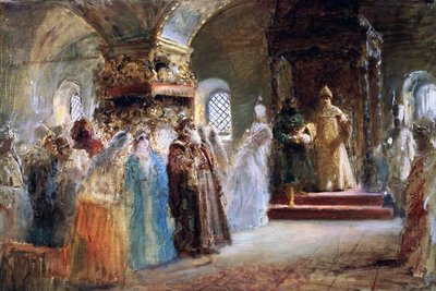 Czar Alexei Michaylovich (1629-76) escolhendo uma noiva de Konstantin Egorovich Makovsky