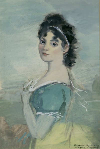 Natasha Rostova. Ilustração para o romance Guerra e Paz de Leo Tolstoy, 1944-1947. de Konstantin Ivanovich Rudakov