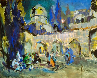 Dança, cenografia do balé Cesare Pugnis, O Pequeno Cavalo Jubarte, 1912. de Konstantin Alekseevich Korovin