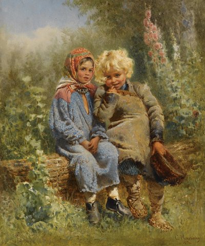 Russo: "Crianças camponesas em repouso" Crianças camponesas em repouso de Konstantin Makovsky