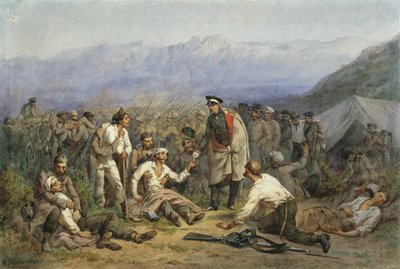 Após a batalha. Cena da guerra da Crimeia de Konstantin Nikolaevich Filippov