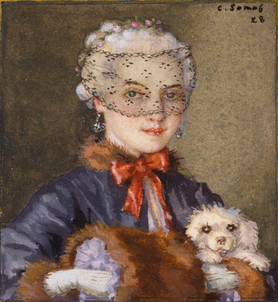 Senhora com um Cão, 1928 de Konstantin Somov