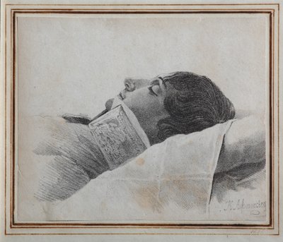 Dimitri Venevitinov 1805-1827 no leito de morte, 1827 de Konstantin Yakovlevich Afanasyev