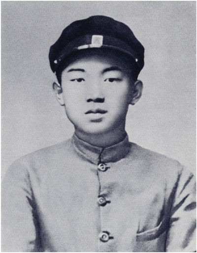 O camarada Kim Il-sung nos seus anos de escola (litho) de Korean Photographer