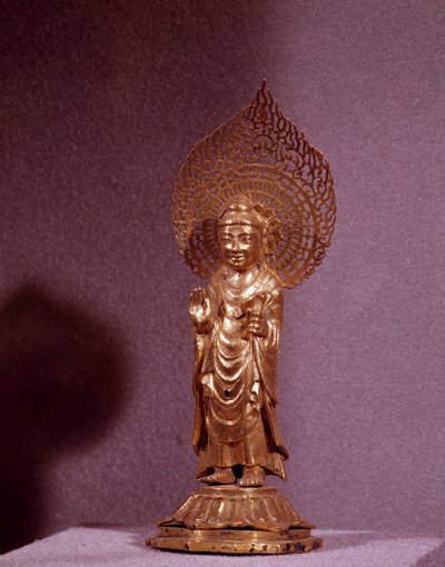 Art Coreen: representação do Buda Amitabha, estatueta dourada. Período Silla. Século VII-XVIII. Museu Nacional da Coréia. de Korean School